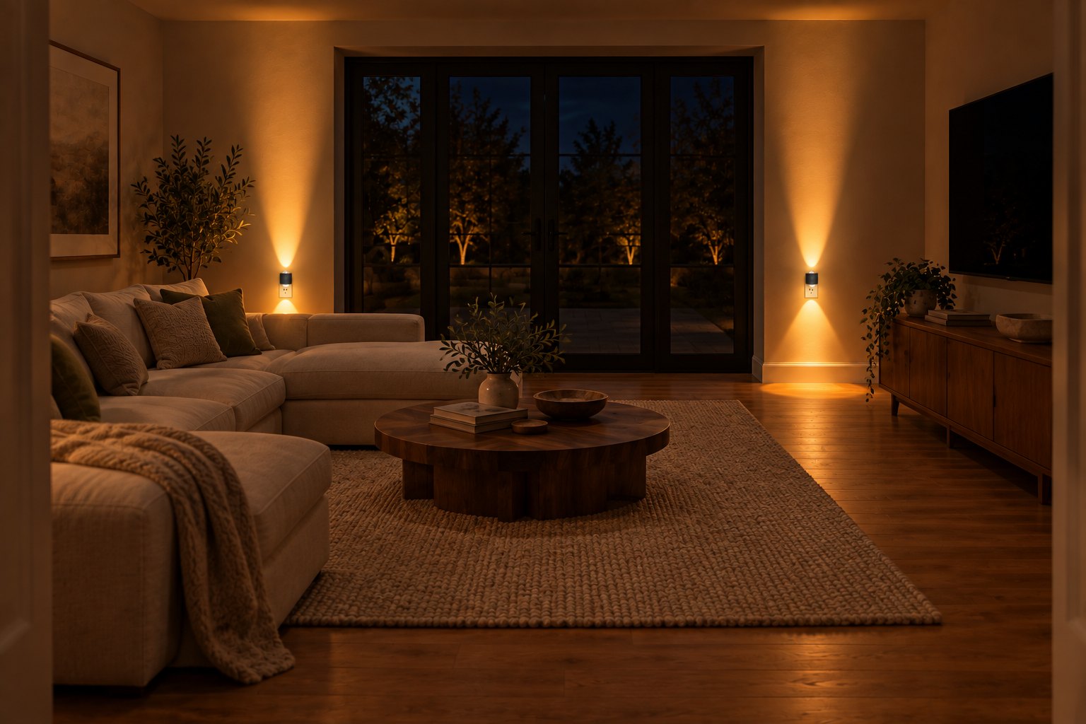 Aoraglow lighting a family room at night