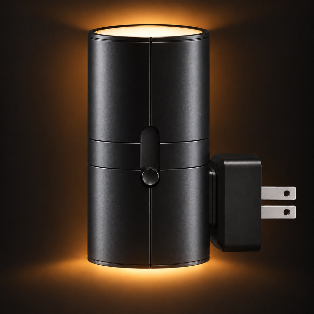 AoraLight in matte black, glowing warm