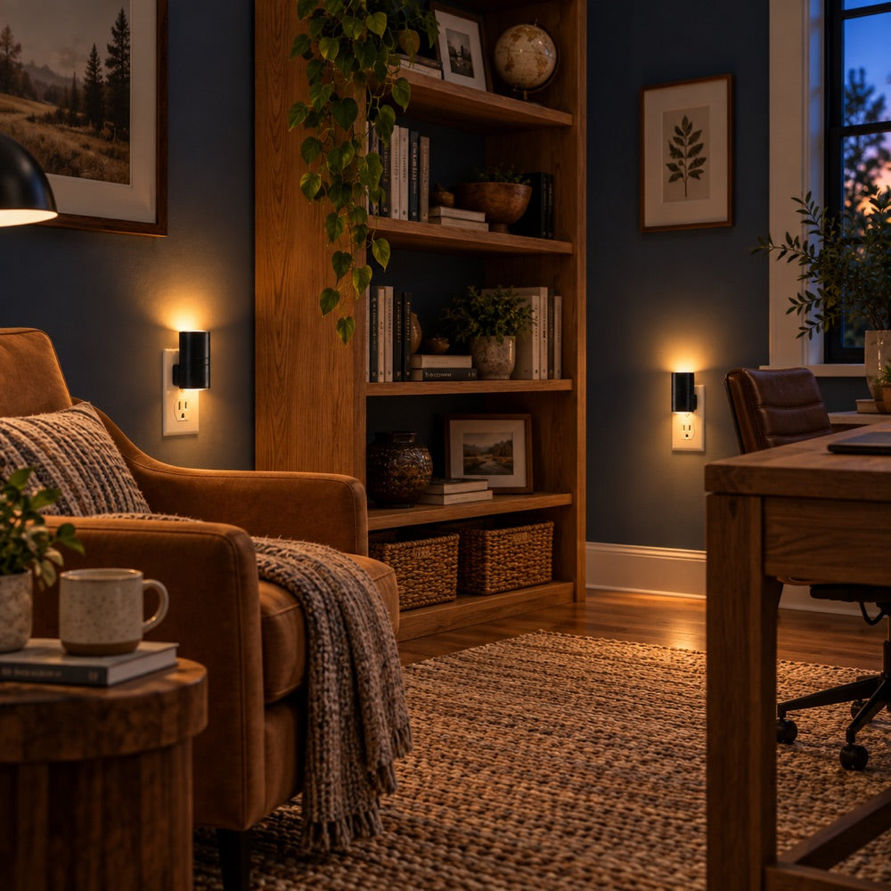 AoraLight glowing in a warm living room
